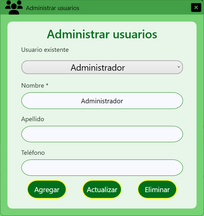 Pantalla de gestión de usuarios de CattleCat.
